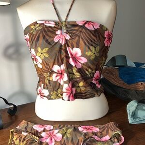 Expressions 2 Piece Floral Swim Set Size 10/14